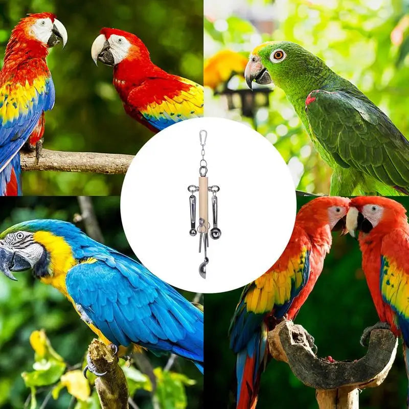 Parrot Toys Interactive Bird Cage Toy Interactive Chew Toys For African Grey Conure Caique Hangable Cockatiel Educational Puzzle