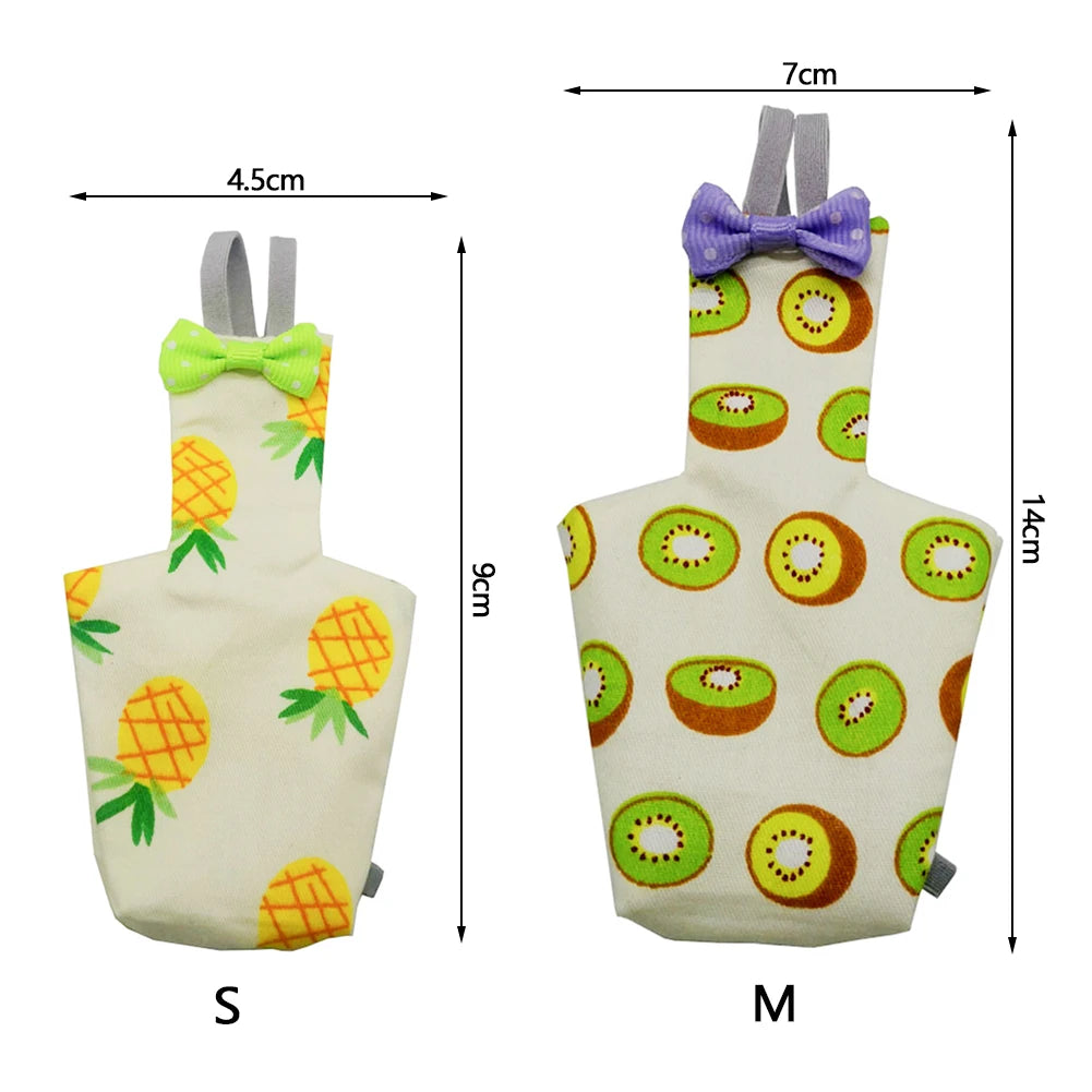 Parrot Diaper with Bowtie Cute Colorful Fruit Floral Cockatiel Pigeons Small Medium Large Pet Birds Flight Suit Clothes Washable