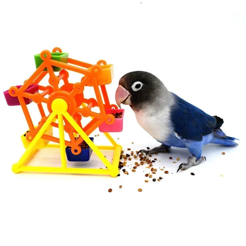 Bird Foraging Toys Creative Parrot Feeder Rotate Training Toys Intelligence Growth Cage Colorful Pecking Windmill Toy