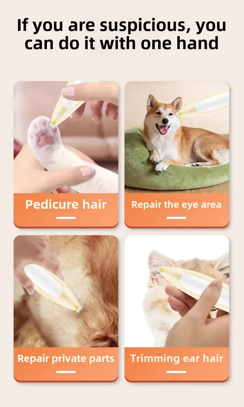 Professional Rechargeable Pet Hair Trimmer Low Noise Cat Clipper Grooming Tool for Cat/Dogs Claw Care Electric Pet Shaver Codos