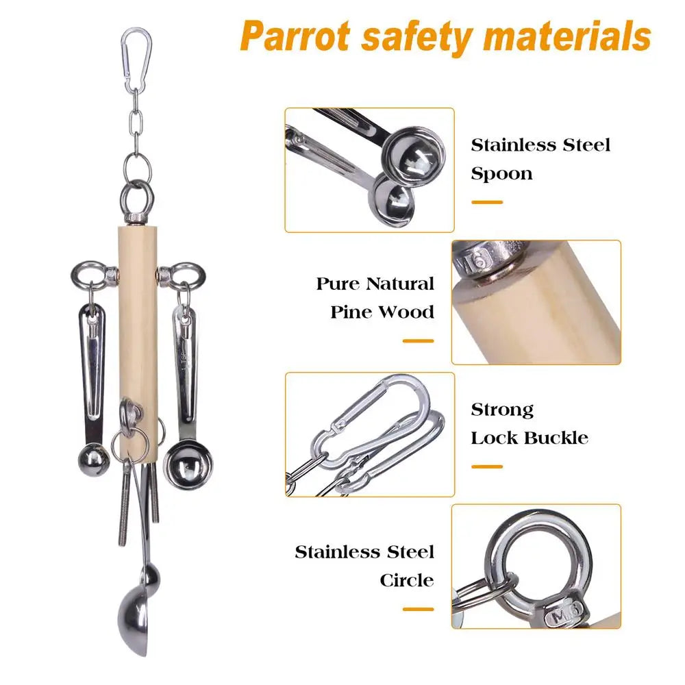 Parrot Toys Interactive Bird Cage Toy Interactive Chew Toys For African Grey Conure Caique Hangable Cockatiel Educational Puzzle