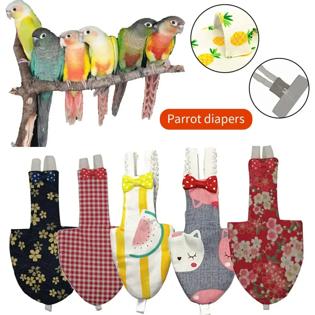 Japanese Style Sakura Birds Flight Suit with Bow Tie Parrot Diaper Flight Suit Diaper Clothes for Budgerigar Parakeet Pigeon