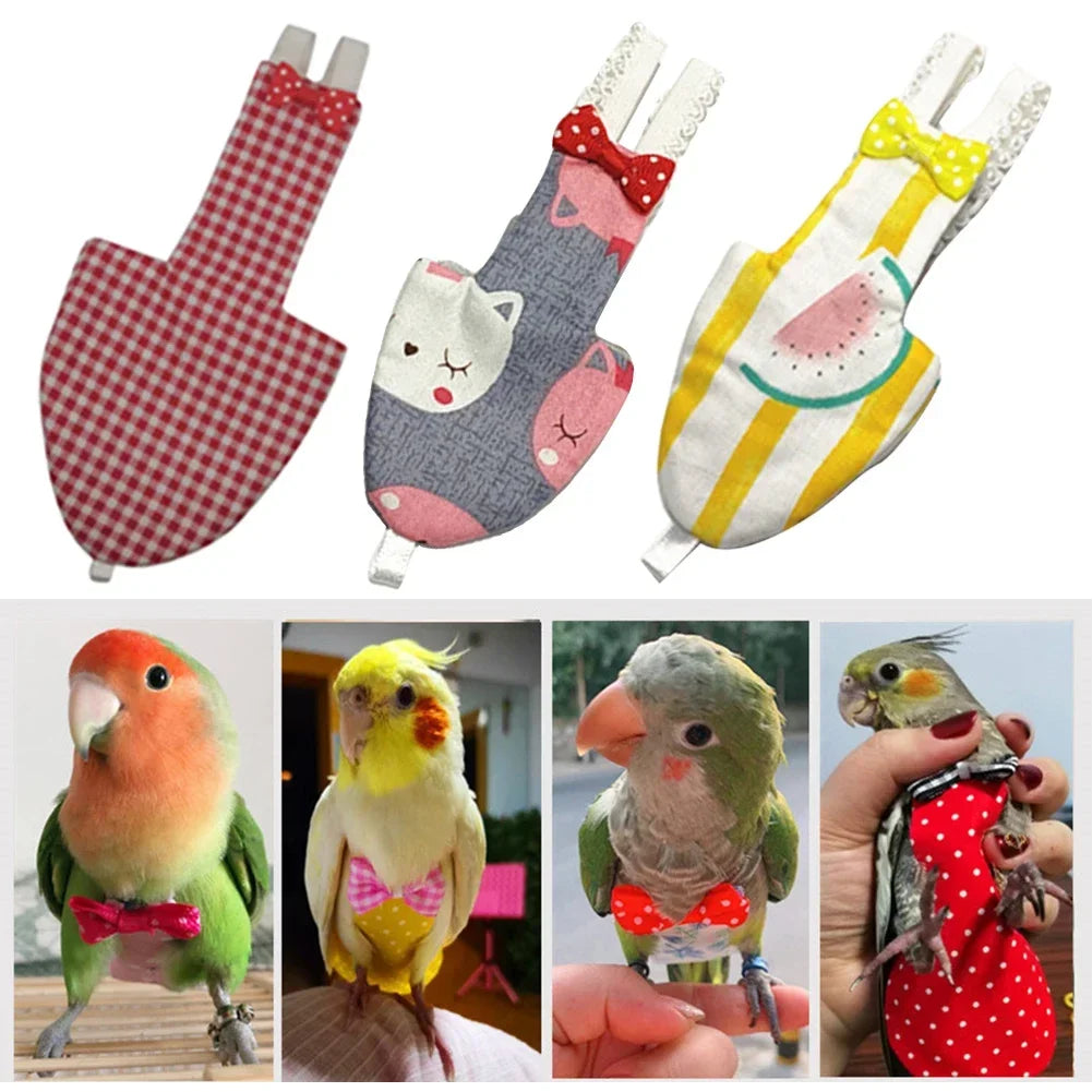 Japanese Style Sakura Birds Flight Suit with Bow Tie Parrot Diaper Flight Suit Diaper Clothes for Budgerigar Parakeet Pigeon