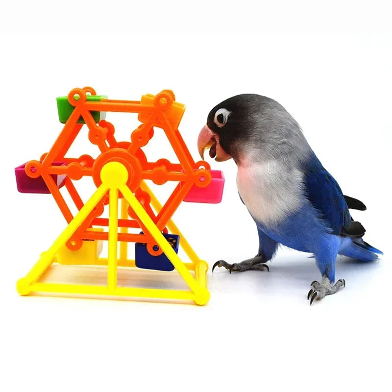 Bird Foraging Toys Creative Parrot Feeder Rotate Training Toys Intelligence Growth Cage Colorful Pecking Windmill Toy