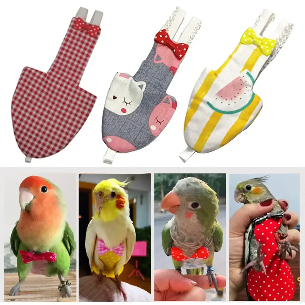 Japanese Style Sakura Birds Flight Suit with Bow Tie Parrot Diaper Flight Suit Diaper Clothes for Budgerigar Parakeet Pigeon