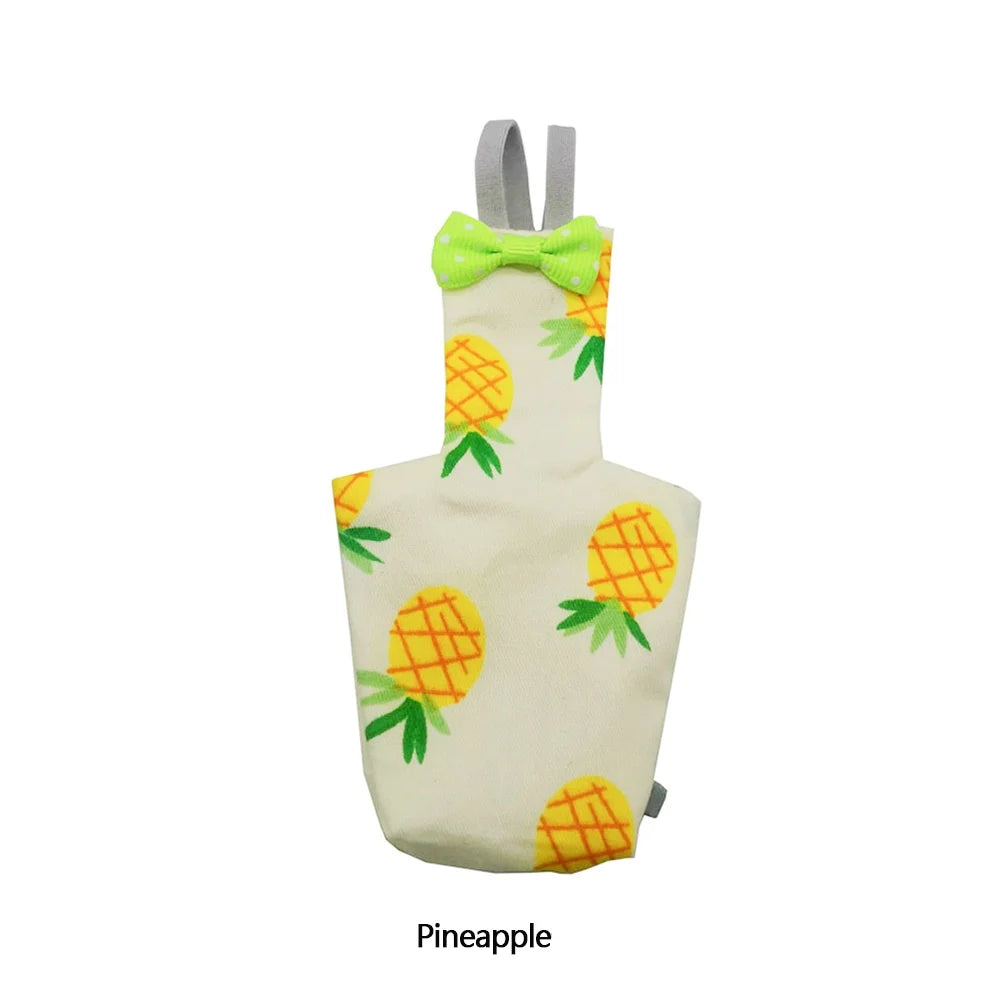 Parrot Diaper with Bowtie Cute Colorful Fruit Floral Cockatiel Pigeons Small Medium Large Pet Birds Flight Suit Clothes Washable