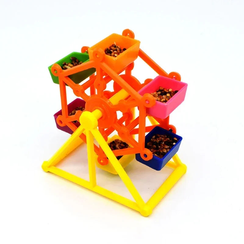 Bird Foraging Toys Creative Parrot Feeder Rotate Training Toys Intelligence Growth Cage Colorful Pecking Windmill Toy