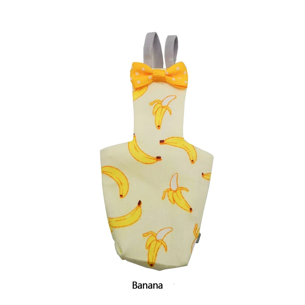 Parrot Diaper with Bowtie Cute Colorful Fruit Floral Cockatiel Pigeons Small Medium Large Pet Birds Flight Suit Clothes Washable
