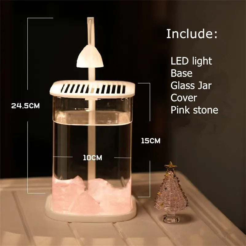 Mini Desktop Glass Aquarium Fish Tank with LED Light For Kids Betta Fish