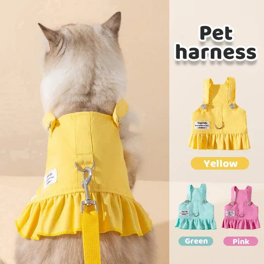 Pet Dog Harness Fashion Solid Dog Harness Leash Sets for Small Dogs Adjustable Puppy Cat Harness Vest Pet Outdoor Walking Rope